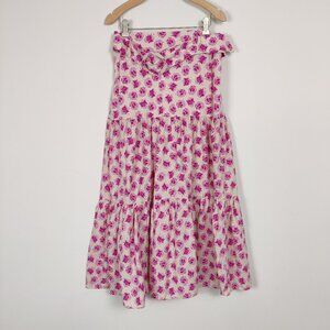 Zara Women's Floral Tiered Maxi Skirt Size Large 100% Cotton Bohemian Cottage